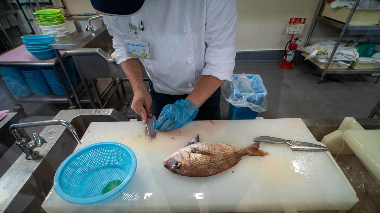 うみファームキッチン　魚を捌く